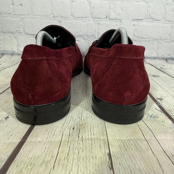 Stacy Adams Velvet Derby Loafer Men Size 11 Slip On Burgundy Dress Church Shoes - Picture 4 of 13